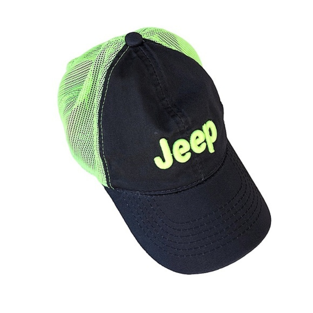 Jeep Cotton Nylon Mesh Gray Green Embroidered Adjustable Trucker Snapback Hat